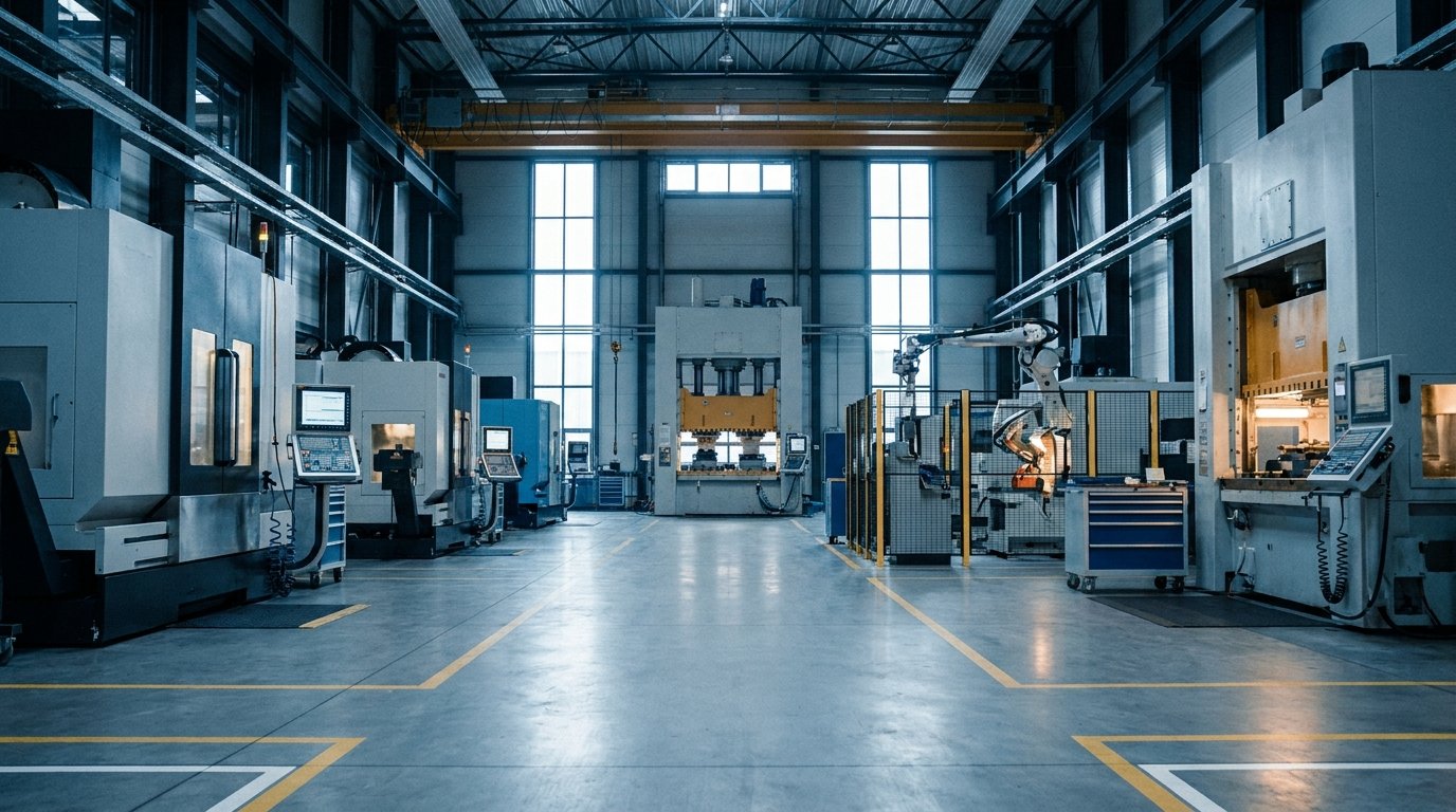 Capital equipment manufacturing floor with industrial machinery